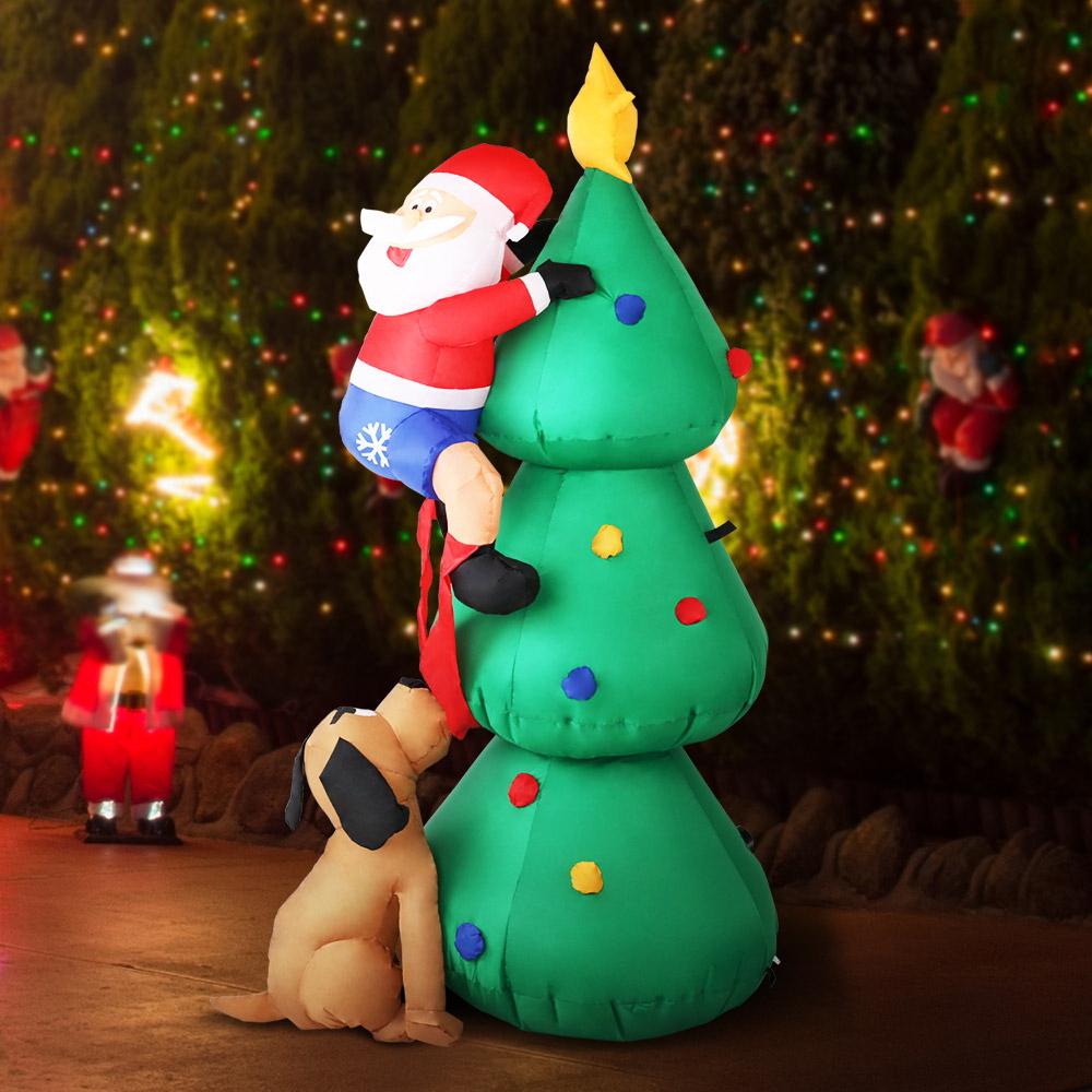 Inflable Navideño Santa Claus con Árbol Iluminado