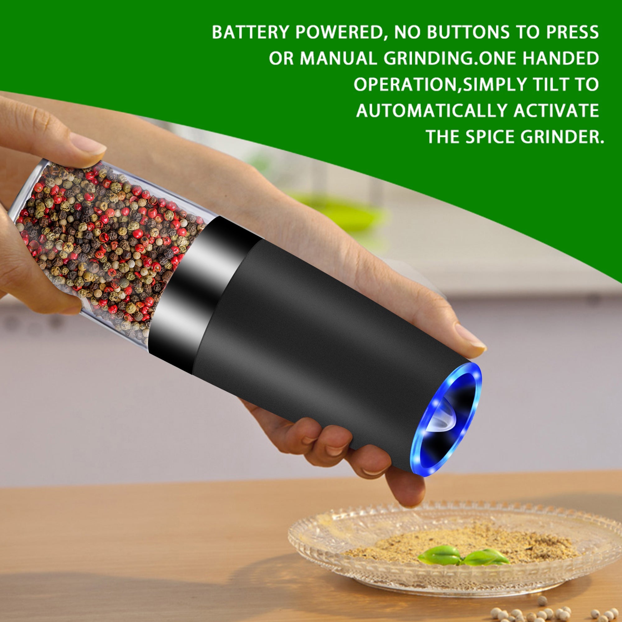 Molino Eléctrico de Pimienta con Sensor de Gravedad – Innovación y Estilo para tu Cocina