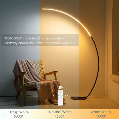 Lámpara de Pie Curva Moderna RGBW – Iluminación Decorativa Minimalista