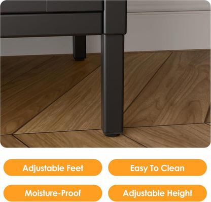 73” Metal Arched Glass Cabinet – Modern Tall Storage Cabinet for Kitchen, Living Room & Bedroom | Kalaka Living