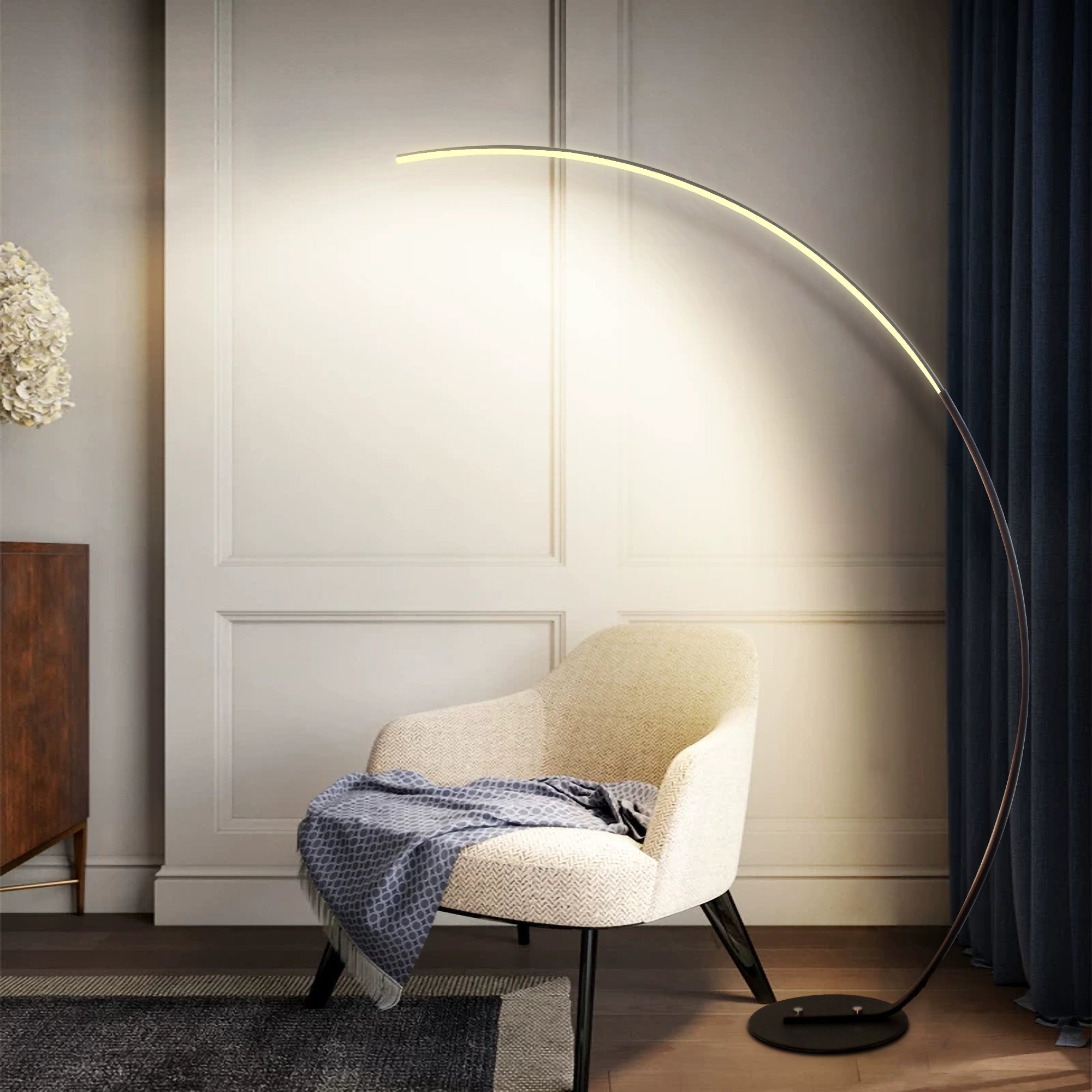 Lámpara de Pie Curva Moderna RGBW – Iluminación Decorativa Minimalista