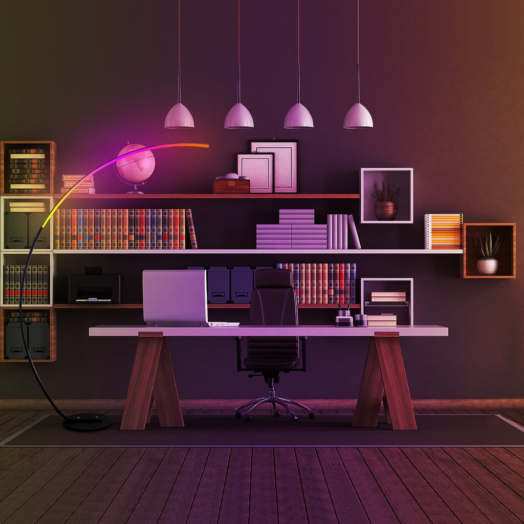Lámpara de Pie Curva Moderna RGBW – Iluminación Decorativa Minimalista