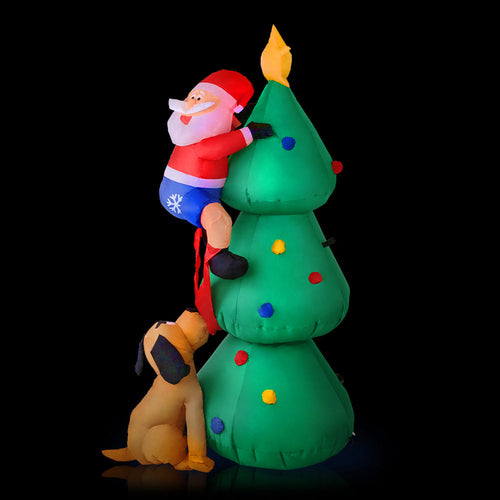 Inflable Navideño Santa Claus con Árbol Iluminado