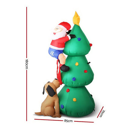 Inflable Navideño Santa Claus con Árbol Iluminado