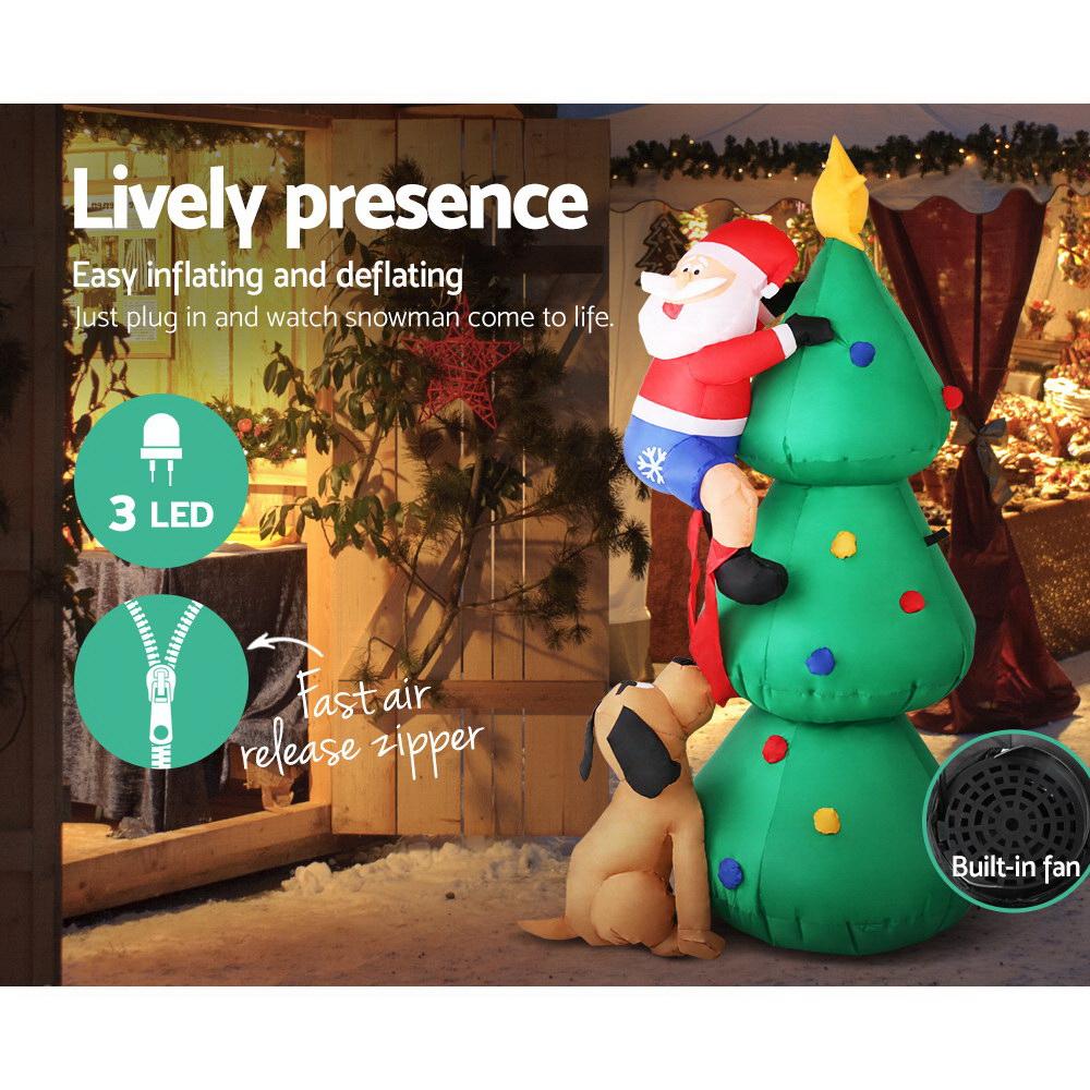 Inflable Navideño Santa Claus con Árbol Iluminado