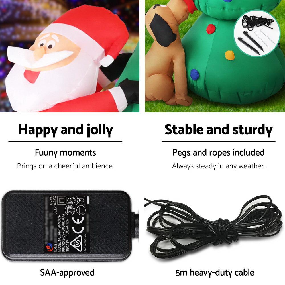 Inflable Navideño Santa Claus con Árbol Iluminado