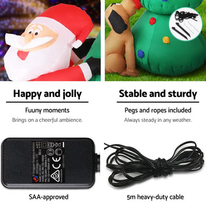 Inflable Navideño Santa Claus con Árbol Iluminado