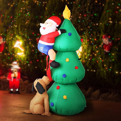 Inflable Navideño Santa Claus con Árbol Iluminado