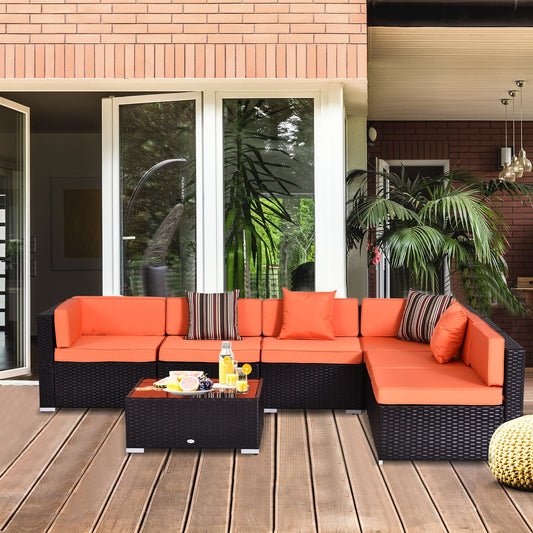 Set de Sofá Modular de Ratán 7 Piezas – Muebles de Exterior Elegantes y Resistentes