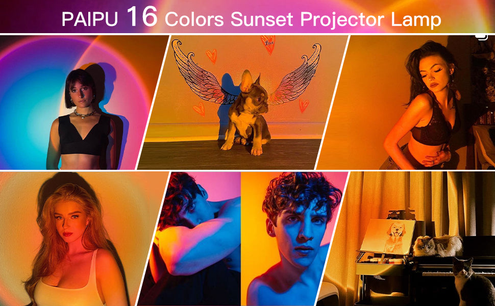 Lámpara Sunset de Proyección 16 Colores – Luz Ambiental Decorativa para Hogar y Estudio